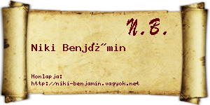 Niki Benjámin névjegykártya